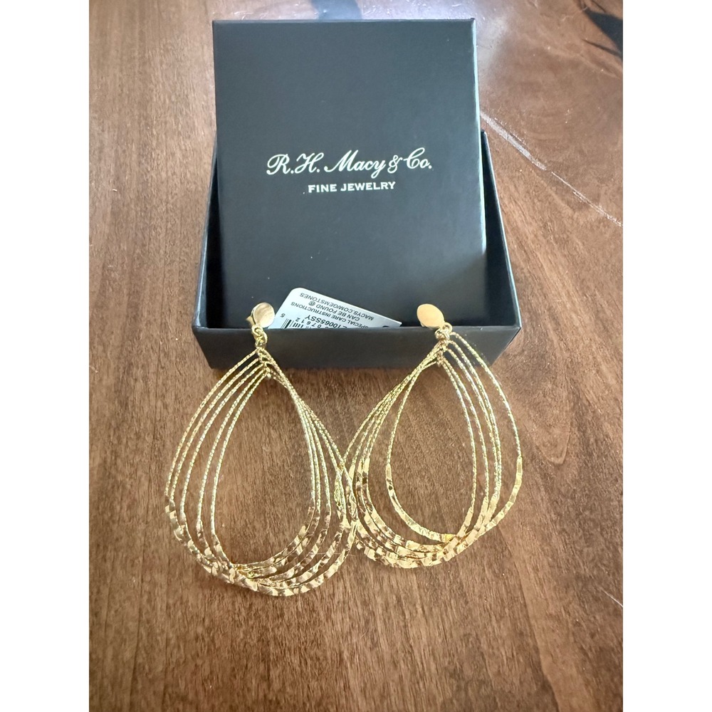 Macy's 14K Gold over Sterling Silver Multi-Strand Chandelier Pear Earrings